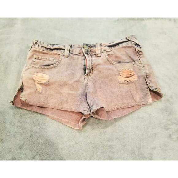 Free People Pants - Free People Womens Distressed Destroyed Denim Jean Short Size W 26 Pink 5-Pocket